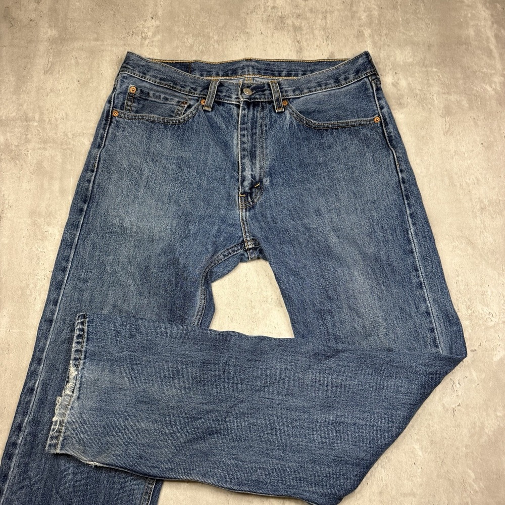 Levis 505 Regular Fit Straight Leg Jeans Dark Wash Blue Denim Mens 34x34 USA